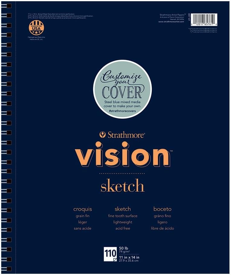Strathmore Vision Fine Tooth Drawing Pad 9″X12″-64lb, 65 Sheets -62643590(11×14)