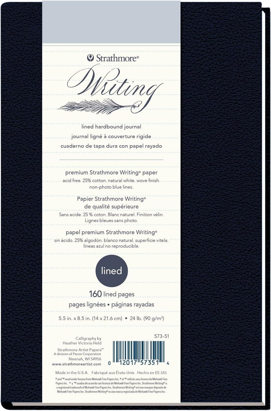 Strathmore 500 Series Hardbound Art Writing Journal (573-51), 5.5″x8.5″ Lined, 80 Sheets(Lined)