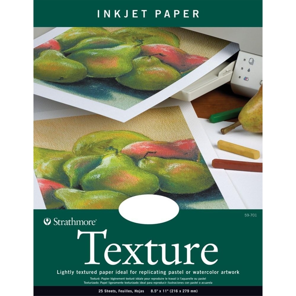 Strathmore 59-701 Textured Inkjet Paper, 8.5″x11″, 25 Sheets , White, Packaging May Vary(8.5″x11″)