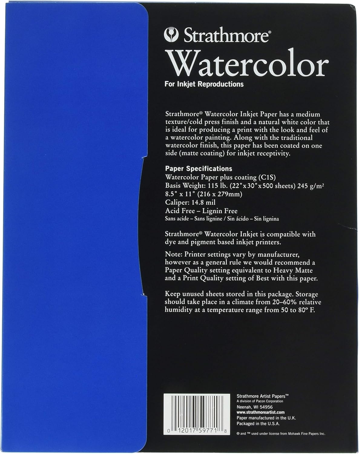 Strathmore Inkjet Watercolor Paper, 8.5×11 inches, 8 Sheets (115lb/245g) – Artist Paper for Adults and Students – Watercolors, Mixed Media, Markers and Art Journaling(8.5″x11″)